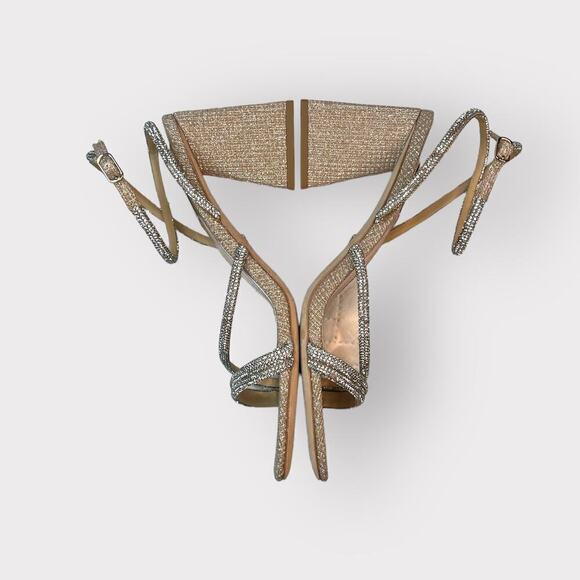 Badgley Mischka NEW sz 10 Freedon Rhinestone Gold High Heel Sandals Fancy Formal - Picture 3 of 12